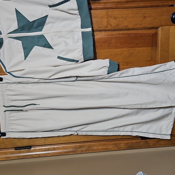 NWT edikted Superstar Off White And Green Flared Baggy Tracksuit - Picture 5 of 16